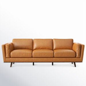Rosanella 89'' Mid-Century Modern Furniture Comfy Genuine Leather Sofa