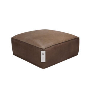 Wilmen 34" Wide Genuine Leather Square Pouf Ottoman