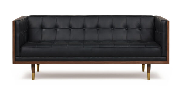 Woodrow Box 71" Leather Sofa, Walnut/Courier Black