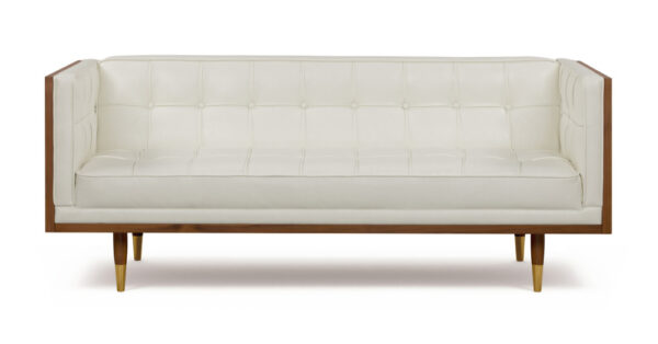 Woodrow Box 71" Leather Sofa, Walnut/Vegan White