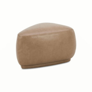 26" Rounded Triangle Cocktail Ottoman, Tuscan Tan Brown Top Grain Leather
