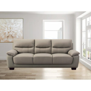 3-Seater Renzo Top Grain Leather Match Sofa In Grey Color