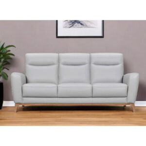 83" Gray Leather Sofa With Brown Legs