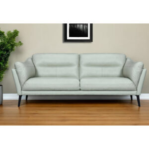 87" Mint Green Leather Sofa With Black Legs