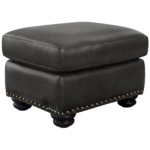 Abbyson Living Arther 26" Leather Traditional Ottoman - Dark Gray