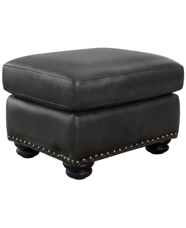 Abbyson Living Arther 26" Leather Traditional Ottoman - Dark Gray