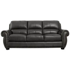 Abbyson Living Arther 85" Leather Traditional Sofa - Dark Gray