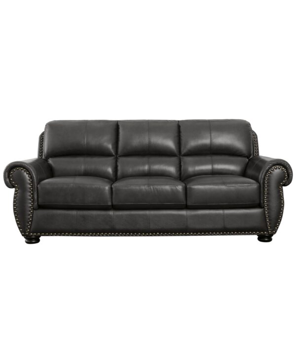 Abbyson Living Arther 85" Leather Traditional Sofa - Dark Gray