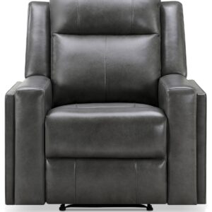 Abbyson Living Rhodes 37.5" Top-Grain Leather Manual Recliner - Gray
