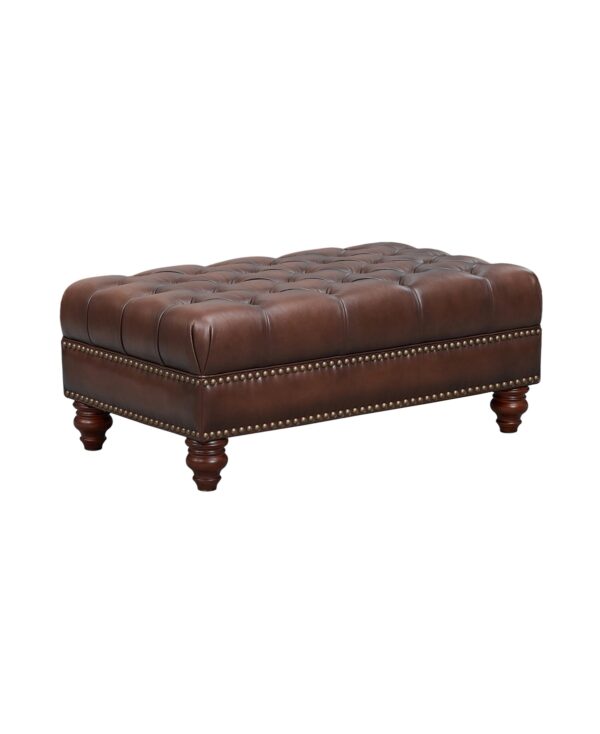 Alton Bay 44" Top Grain Leather Ottoman - Caramel Brown