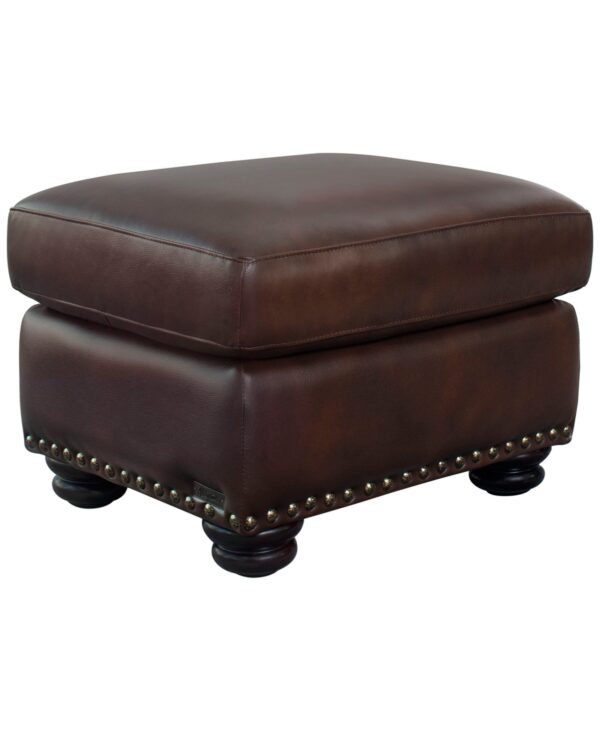 Arther 26" Leather Traditional Ottoman - Brown