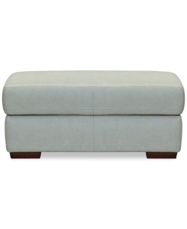 Ashlinn 43" Pastel Leather Storage Ottoman, Created for Macy's - Mint Green