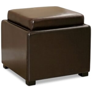 Bartlett Leather Storage Ottoman - Dark Brown