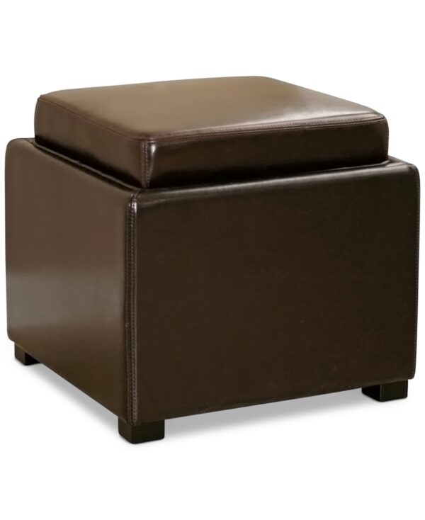 Bartlett Leather Storage Ottoman - Dark Brown