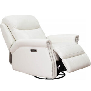 Dhiya Power Headrest Top Grain Leather Swivel Glider Recliner