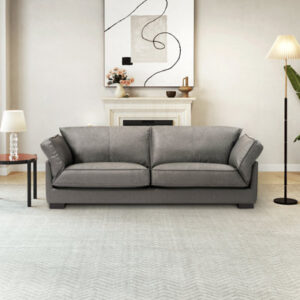 Genuine Leather 3-seater Sofa With Removable Seat And Back Cushions