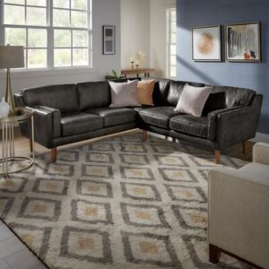 Hewett 87.5" Genuine Leather Symmetrical Corner Sectional