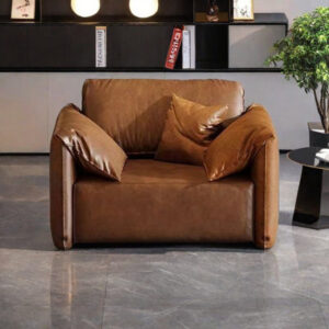 Italian retro oil wax leather office sofa