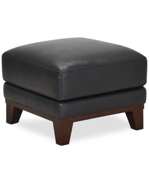 Jeddo 25" Leather Ottoman, Created for Macy's - Dark Brown