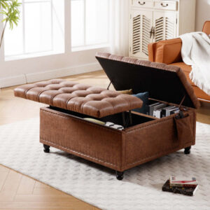 Leather Ottoman Bench with Storage
