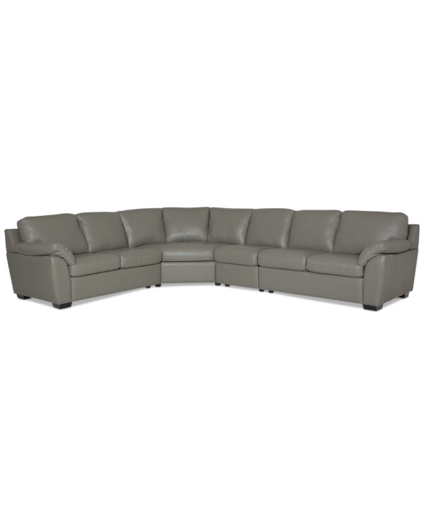 Lothan 4-Pc. Leather Sectional Sofa, Created for Macy's - Valencia Alloy Grey