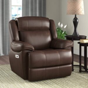 Milladore 41" Wide Genuine Leather Power Glider Standard Recliner