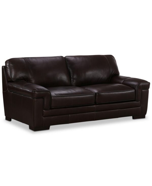 Myars 91" Leather Sofa, Created for Macy's - Coffee Brown