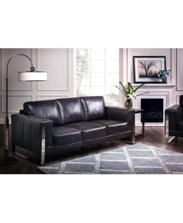 Nivry Leather Sofa - Grey