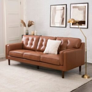 Oakland 87" Leather Match Square Arm Sofa