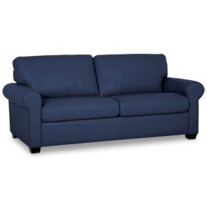 Orid 77" Leather Roll Arm Apartment Sofa, Created for Macy's - Sapphire (Special Order)