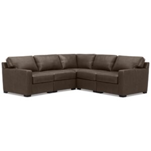 Radley 101" 5-Pc. Leather Square Corner L Shape Modular Sectional, Created for Macy's - Chocolate