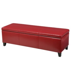 Streamdale Furniture Gloster Red Pu Leather Storage Ottoman 50"D x 51"W x 16"H - Red
