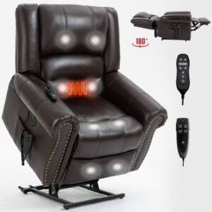 Streamdale Furniture Heavy Duty Leather Recliner with Heat & Massage - Brown