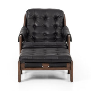 Tuckerman 30" W Top Grain Leather Armchair and Ottoman