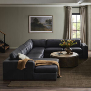 Wexford Colt 161" Wide Genuine Leather Left Hand Facing Sofa & Chaise