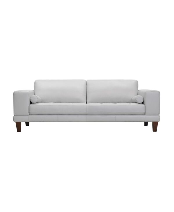 Wynne 94" Genuine Leather with Wood Legs in Contemporary Sofa - Dove Gray