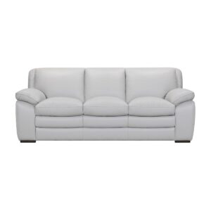Zanna 92" Genuine Leather with Wood Legs in Contemporary Sofa - Dove Gray