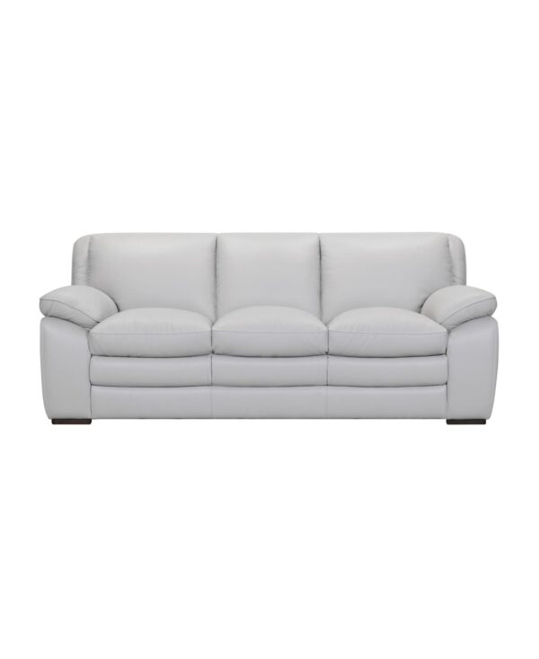Zanna 92" Genuine Leather with Wood Legs in Contemporary Sofa - Dove Gray