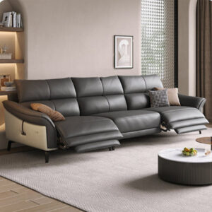 107.09" Fog black Leather Modular Sofa cushion couch