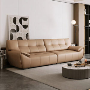 116.14" Coffee Genuine Leather Modular Sofa cushion couch