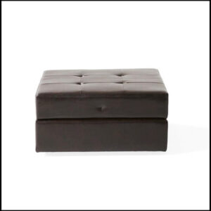 31 SQ STORAGE OTTOMAN Brown bonded leather is buttery soft Easy to access storage space for pillows and blankets Design easily complements a preexisti