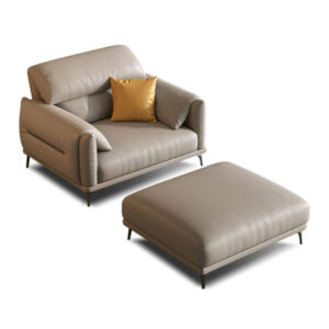 45.28" Khaki Genuine Leather Modular Sofa cushion couch