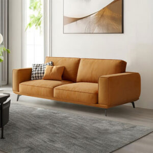 82.68" Brown Microfiber leather Standard Sofa cushion couch