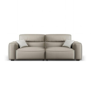 94.49" Gray Genuine Leather power-driven Modular Sofa cushion couch