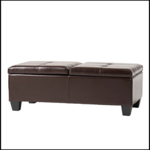ALFRED OTTOMAN - DBL TOP Designed with ample interior space so its great for storage Feet are stained to match bonded leather