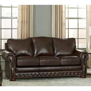 Abilio 86" Genuine Leather Rolled Arm Sofa Bed