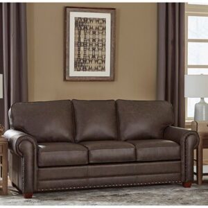 Abinesh 83" Genuine Leather Rolled Arm Sofa Bed