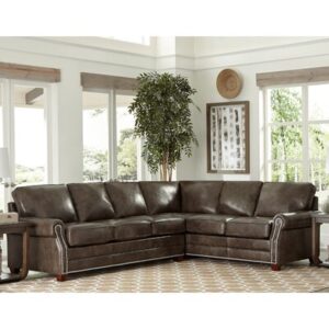 Abranda 113" Wide Genuine Leather Left Hand Facing Corner Sectional