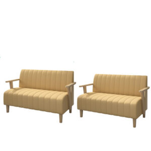 Artificial leather double sofa benchset of 2