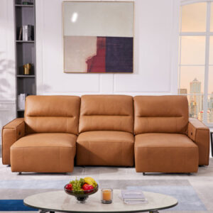 Asthon Multi-Functional Triple Electric Convertible Genuine Leather Slider Sofa